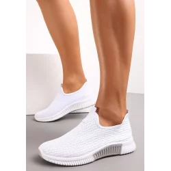 BIAŁE WSUWANE BUTY SPORTOWE NA PŁASKIEJ PODESZWIE ZE ŻŁOBIENIAMI ROZMIAR 40