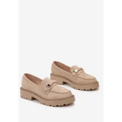 BEŻOWE MOKASYNY Z IMITACJI ZAMSZU ROZMIAR 39
