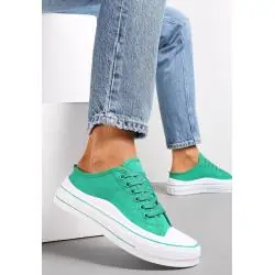 ZIELONE TRAMPKI NA PLATFORMIE Z GUMOWYM NOSKIEM ROZMIAR 40