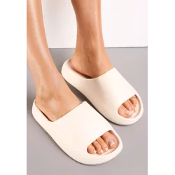 JASNOBEŻOWE PIANKOWE KLAPKI Z GRUBĄ PODESZWĄ ROZMIAR 37