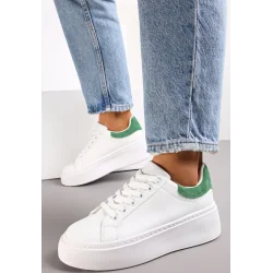 BIAŁO-ZIELONE SNEAKERSY NA PLATFORMIE ROZMIAR 41
