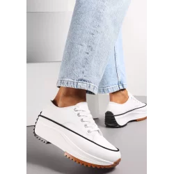 BIAŁE SZNUROWANE TRAMPKI PRZED KOSTKĘ NA PLATFORMIE ROZMIAR 40