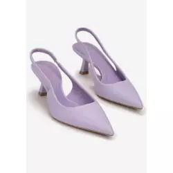 FIOLETOWE SANDAŁY Z NOSKIEM W SZPIC NA NISKIM OBCASIE KACZUSZKA ROZMIAR 39