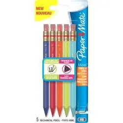 ZESTAW KOLOROWYCH OŁÓWKÓW AUTOMATYCZNYCH Z GUMKĄ 5 SZTUK