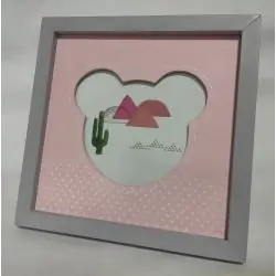 DREWNIANA RAMKA NA ZDJĘCIA RÓŻOWA 17 X 17 CM