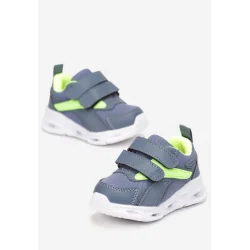 NIEBIESKIE BUTY SPORTOWE Z RZEPEM NA ŚWIECĄCEJ PODESZWIE ROZMIAR 30 II GATUNEK