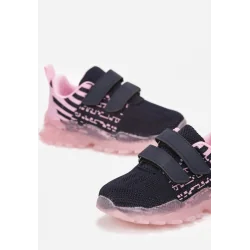GRANATOWO-RÓŻOWE BUTY SPORTOWE NA GRUBEJ PODESZWIE Z LEDAMI I RZEPEM ROZMIAR 24 II GATUNEK