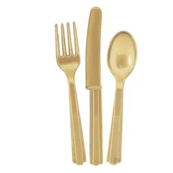 SZTUĆCE PLASTIKOWE ZŁOTE 18 ELEMENTÓW II GATUNEK