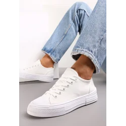 BIAŁE TRAMPKI Z KRÓTKĄ CHOLEWKĄ I SZNUROWANIEM ROZMIAR 39