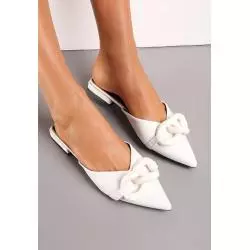 BIAŁE KLAPKI Z OZDOBNYM SPLOTEM I SZPICZASTYM NOSKIEM ROZMIAR 38 MATHO