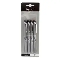 DŁUGOPIS ŻELOWY CZARNY 4 SZTUKI BASIC