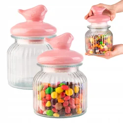 SZKLANY SŁÓJ Z PTASZKIEM 270ML II GATUNEK