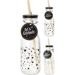 BUTELKA ZE SŁOMKĄ ŚNIEŻYNKI 450 ML - Panon