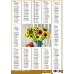 KALENDARZ A4 SŁONECZNIKI PLAKIETKA 2025