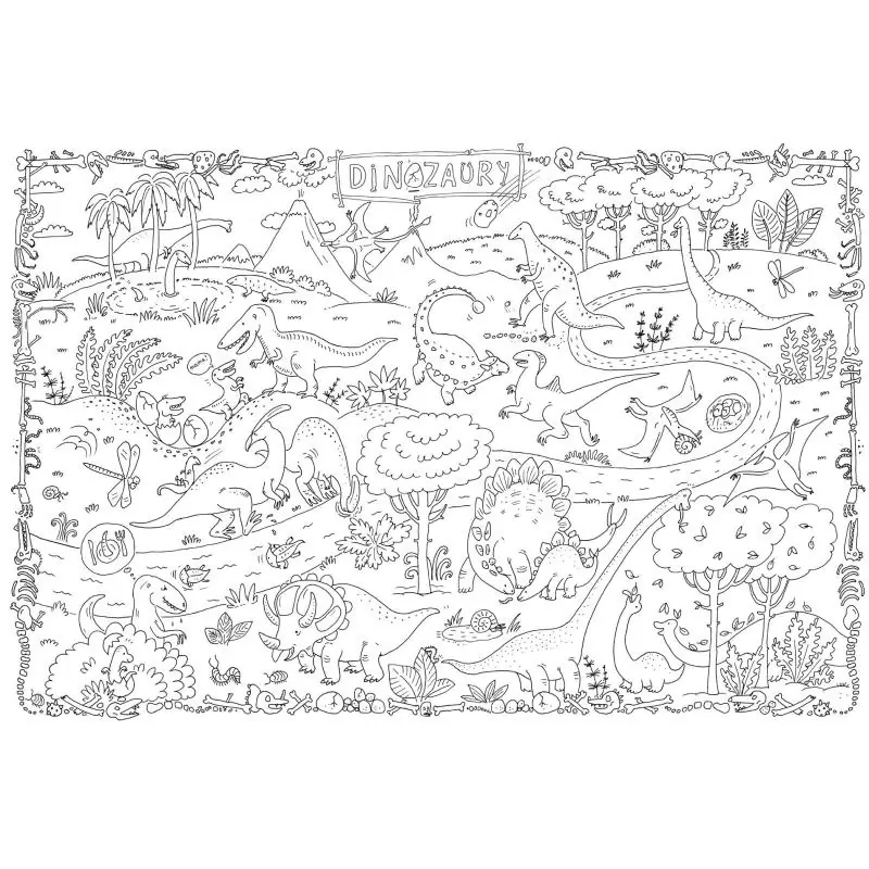 DINOZAURY KOLOROWANKA PODŁOGOWA XXL 120 X 80 CM - Monumi