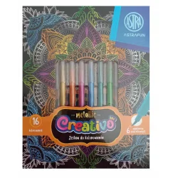 ZESTAW DO KOLOROWANIA METTALIC CREATIVO 16 KOLOROWANEK + 6 MARKERÓW ASTRA