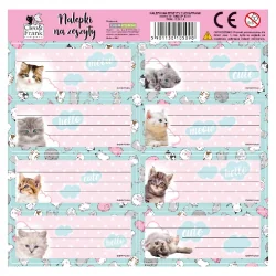 NAKLEJKI NA ZESZYTY KOTY 3 ARKUSZE DERFROM