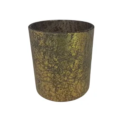 ŚWIECZNIK SZKLANY SZARO-ZŁOTY