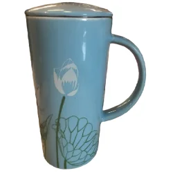 KUBEK CERAMICZNY Z ZAPARZACZEM NIEBIESKI 400 ML II GATUNEK