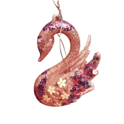 BOMKA RÓŻOWA BROKATOWA ŁABĘDŹ