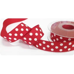 WSTĄŻKA RYPSOWA CZERWONA W GROSZKI