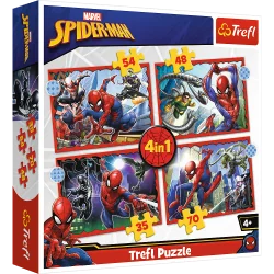 BOHATERSKI SPIDERMAN PUZZLE 4W1 207 ELEMENTÓW TREFL 4+