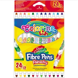 FLAMASTRY COLORINO KIDS DWUKOLOROWE 12 SZTUK 24 KOLORÓW