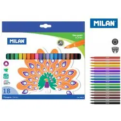 FLAMASTRY OKRĄGŁE Z CIENKĄ KOŃCÓWKĄ 18 KOLORÓW MILAN