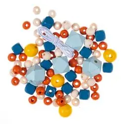 KORALIKI KOLOROWE DREWNIANE DUSTY PASTEL 80 SZT.