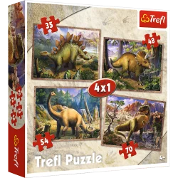 DINOZAURY PUZZLE 4W1 207 ELEMENTÓW TREFL 4+
