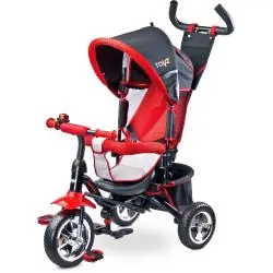 ROWEREK TRÓJKOŁOWY TIMMY CZERWONY 3W1 Z BUDKĄ I RĄCZKĄ DO PROWADZENIA – DLA DZIECI 3-5 LAT