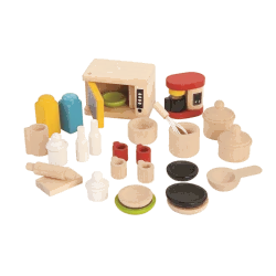 DREWNIANE DODATKI I NACZYNIA DO KUCHNI PLAN TOYS 9406 3+ - Plan Toys