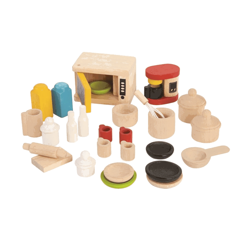 DREWNIANE DODATKI I NACZYNIA DO KUCHNI PLAN TOYS 9406 3+ - Plan Toys