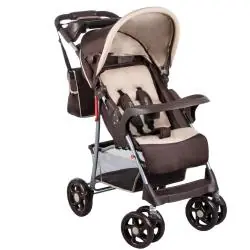 WÓZEK SPACEROWY SPACERÓWKA – LEKKI, SKŁADANY, Z AKCESORIAMI I AMORTYZACJĄ LIONELO EMMA PLUS BROWN/BEIGE