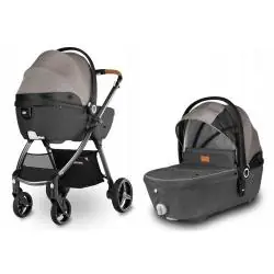 GONDOLA DO WÓZKA LIONELO GREET CARRYCOT LATTE Z FUNKCJĄ FOTELIKA – SZARA