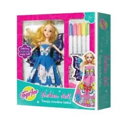 TWOJA MODNA LALKA DO KOLOROWANIA MOTYL + MAZAKI 3+