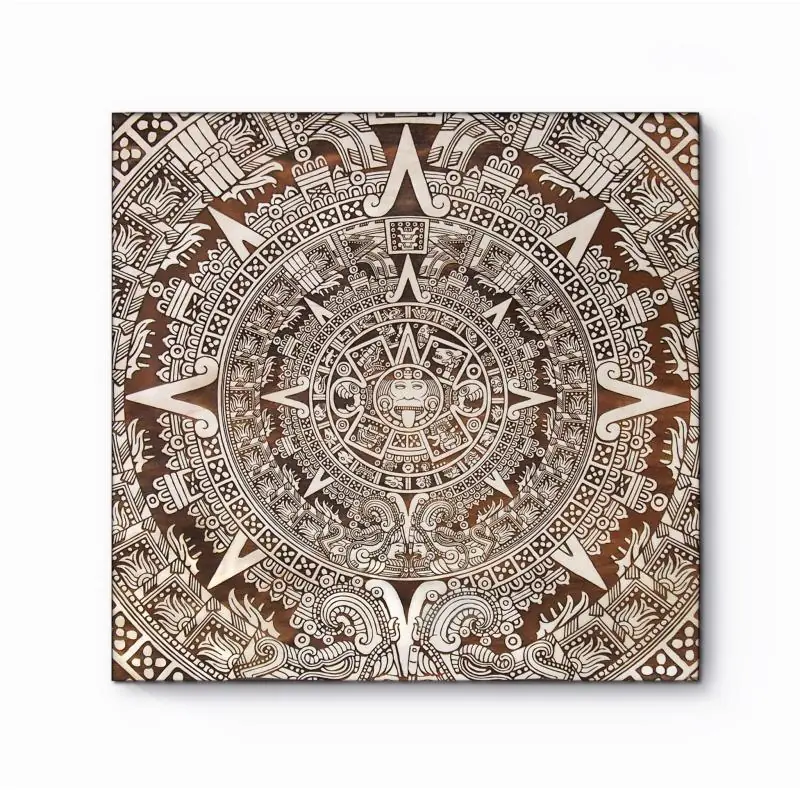 KALENDARZ AZTEKÓW OBRAZ Z DREWNA BRZOZOWEGO 40 X 40 CM - Smartwoods