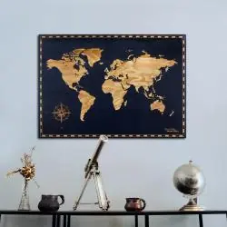 OBRAZ DREWNIANY MAPA ŚWIATA 60 X 40 CM SMARTWOOD - Smartwoods
