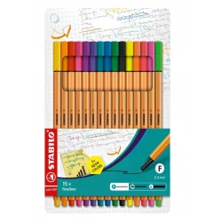 CIENKOPISY 15 KOLORÓW PIONT STABILO