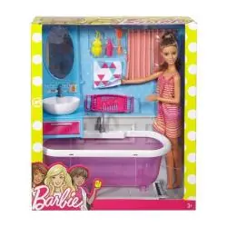 ŁAZIENKA Z LALKĄ BARBIE I WANNĄ MATTEL 3+