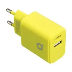 ŁADOWARKA SIECIOWA 20W LIMONKA USB-A + USB-C SZYBKIE ŁADOWANIE HAPPYDOT