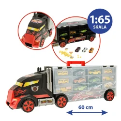 TRANSPORTER Z GARAŻEM 6 SAMOCHODZIKÓW + AKCESORIA SMIKI 3+