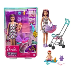 BARBIE LALKA OPIEKUNKA DZIECIĘCA Z WÓZKIEM I BOBASEM 3+