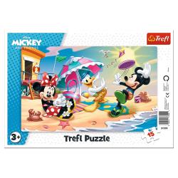 PUZZLE RAMKOWE ZABAWY NA PLAŻY DISNEY MYSZKA MIKI 15 ELEMENTÓW TREFL 3+
