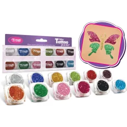 PYŁKI BROKATOWE DO ROBIENIA TATUAŻY 12 KOLORÓW TYTOO 3+