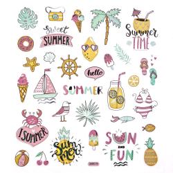 NAKLEJKI Z BROKATEM WAKACJE 32 SZT.