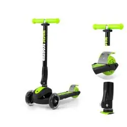 HULAJNOGA TRÓJKOŁOWA LED DLA DZIECI MILLY MALLY SCOOTER MAGIC GREEN 3+