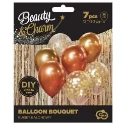 BUKIET BALONOWY ZŁOTO-MIEDZIANY 7 SZTUK