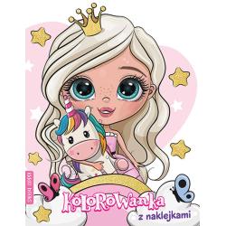 KSIĘŻNICZKA I JEDNOROŻEC. KOLOROWANKA Z NAKLEJKAMI