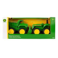 ZIELONY TRAKTOR I WYWROTKA JOHN DEERE Z RUCHOMYMI ELEMENTAMI TOMY 18M+